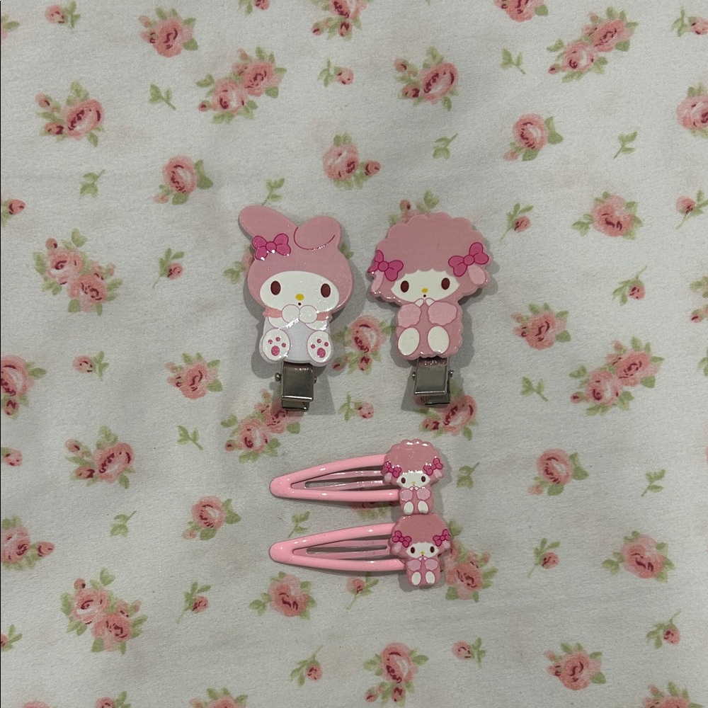 Cute Pink my melody and my sweet piano Hair Clips